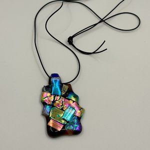 Multi-Colored Glass Pendant Necklace